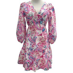 Lilly Pulitzer Women's Size 2 Oversized Deacon 3/4 Sleeve V-Neck A-Line Dress